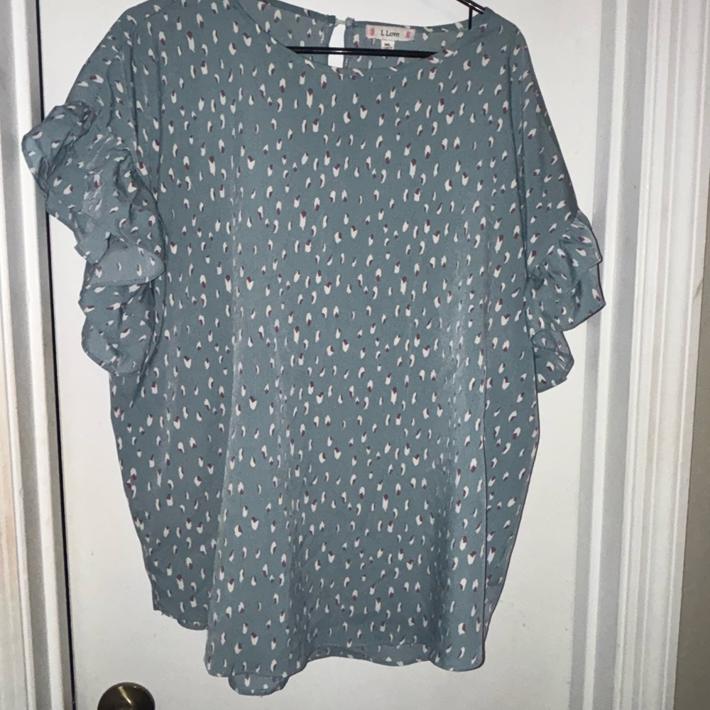Love Women's Teal Ruffle Sleeve Blouse